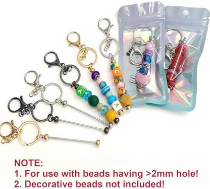 42/84/126 Pcs Beadable Keychain Bars Bulk Blank DIY Beaded Keychain Making Supplies with Bag Thank You Card - Image 6