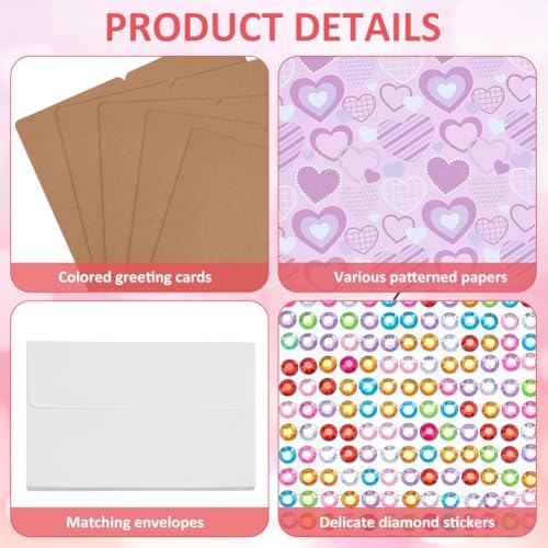 WEBEEDY 15 Sets Valentines's Day DIY Card Making Kits Valentines DIY Greeting Card Crafts with Envelopes, Blank Cards, Stickers for Birthday Christmas Anniversary Invitation Paper Craft Gift - Image 3