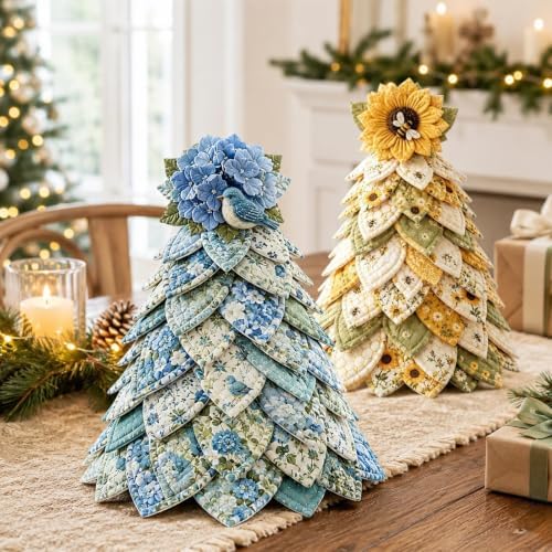 DIY Quilted Christmas Tree Kit, 3D Fabric Patchwork Craft Set for Adults & Beginners, Handmade Holiday Sewing & Tabletop Decor Project, Creative Crafting Gift Box (#Y) - Image 4