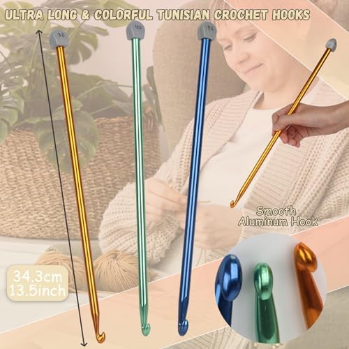 Coopay Tunisian Crochet Hook Set - Extra Long Crochet Hooks 9mm 10mm 11mm - Image 5