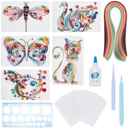 WEBEEDY 20 Sets Paper Quilling Kits for Beginners DIY Lovely Animal Quilling Card Making Kits with 36 Colors Strips, 20 Cards, Paper Quilling Tools and Supplies Home Room Wall Art Decor Creative Gift by WEBEEDY