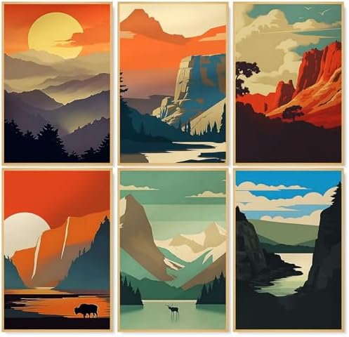 6 Pack Paint by Numbers Kit for Adults, National Park Canvas Painting Set by CamocinDIYKit
