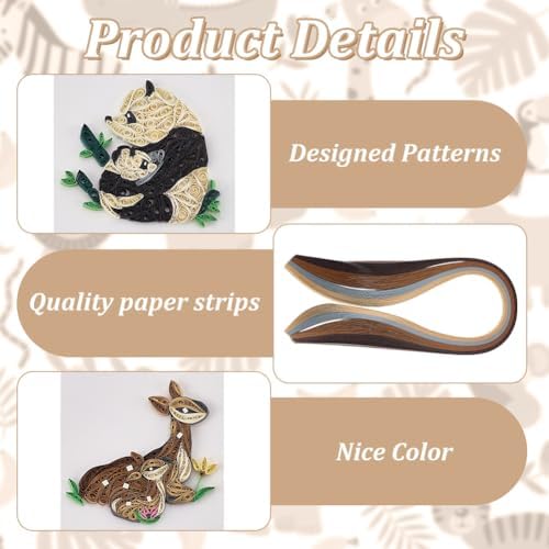WEBEEDY 20 Sets Mother's Day Quilling Greeting Card Kit Paper Quilling Kit with Envelopes 5 Styles Animals Deer Swan Elephant Panda Kangaroo Mum and Child Card Making Kit with Instruction for Beginner - Image 3