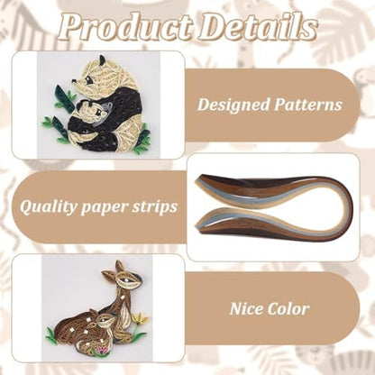 WEBEEDY 20 Sets Mother's Day Quilling Greeting Card Kit Paper Quilling Kit with Envelopes 5 Styles Animals Deer Swan Elephant Panda Kangaroo Mum and Child Card Making Kit with Instruction for Beginner - Image 3