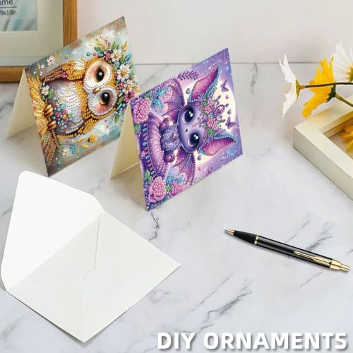 6PCS Animal Diamond Art Painting Greeting Cards Kit with Envelopes - 5D DIY Diamond Art Card Kits for Adults - Handcrafted Postcards for Birthday & Holiday - Image 6