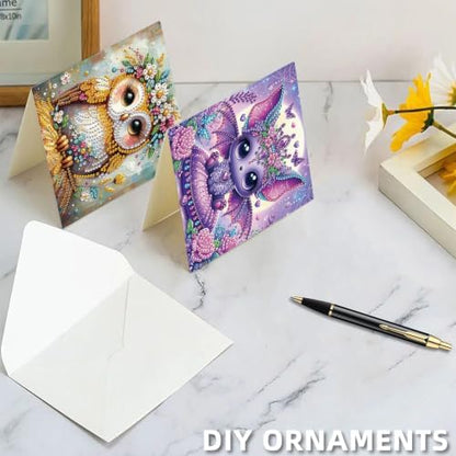 6PCS Animal Diamond Art Painting Greeting Cards Kit with Envelopes - 5D DIY Diamond Art Card Kits for Adults - Handcrafted Postcards for Birthday & Holiday - Image 6