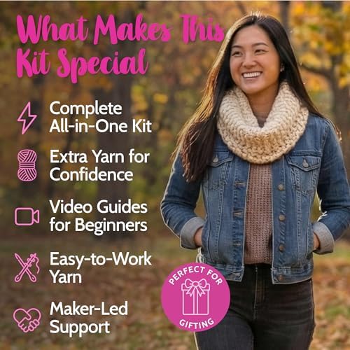 KnitPal Weekend Wrap Scarf Crochet Kit for Beginners (Pearl White) - Image 2