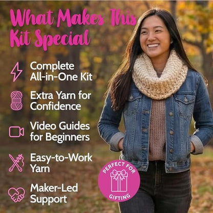 KnitPal Weekend Wrap Scarf Crochet Kit for Beginners (Pearl White) - Image 2