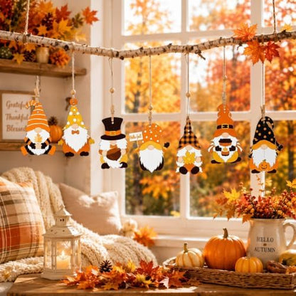 Gerrii 60 Sets Fall Wooden Gnome Ornament to Paint Autumn Crafts - Image 2