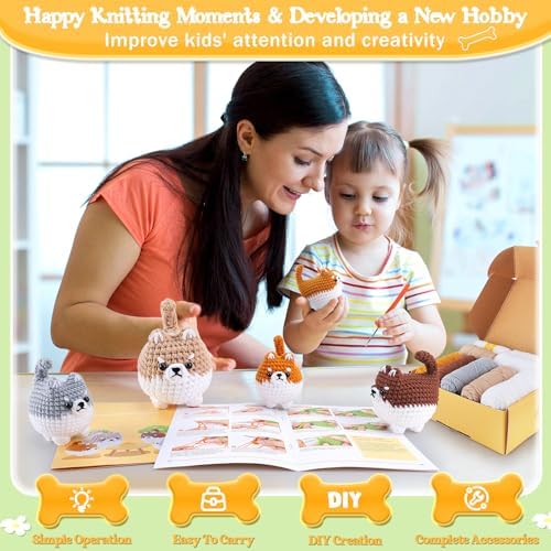 Crochet Kit for Beginners- 4 PCS Fat Shiba Inu Crochet Kits for Adults, 4PCS Corgi Dog Crochet Animal Kit with Step-by-Step Video Tutorials, Yarn, Crochet Hook, Instructions DIY Knitting Kit - Image 4