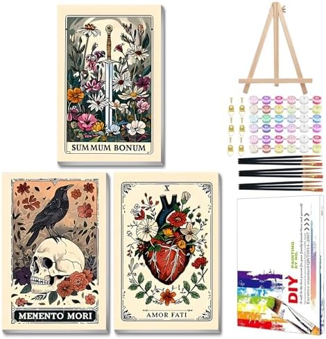 Mandun Tarot Paint by Numbers Kit for Adults, 3 Pack, 7.8x11.8 inch by MANDUN