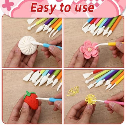 9 Pcs Air Dry Clay Tools, Double Head Clay Sculpting Tools for Adults Plastic Polymer Clay Tool for Molding Shaping Carving Dotting Trimming Pottery Cake Decoration DIY Craft - Image 7