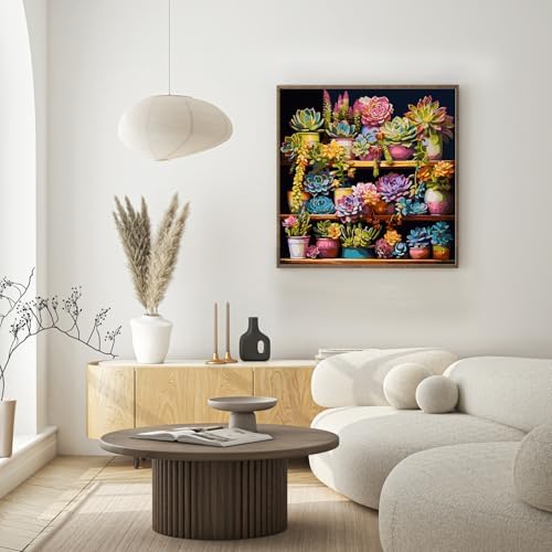 Possoco Paint by Numbers Kit for Adults Beginner Plants, Succulent Easy Adult Paint by Number Kits on Canvas, DIY Acrylic Watercolor Oil Paint by Number for Adults Teens for Home Decor 16x16 Inch - Image 6