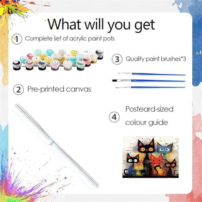 Hestarcul Cat Paint by Numbers Kits for Adults,Easy Adult Painting by Number on Canvas for Beginner, DIY Watercolor Painting for Gift Home Decor Relax. (cat) - Image 5