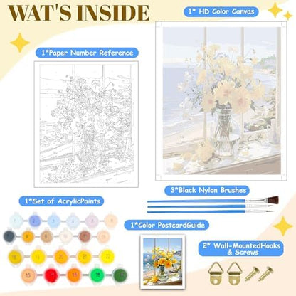 NKVNKV Paint by Numbers Kit for Adults Beginner Flowers Adult Paint by Number Kits On Canvas Oil Painting Kit for Beginners Adults' Paint-by-Number Kits for Gift Home Wall Decor 16x20 Inch（Frameless） - Image 4