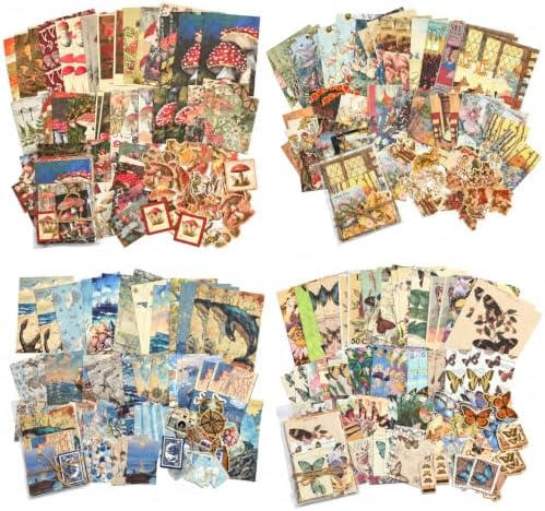 400 Pcs Vintage Scrapbook Paper and Sticker Kit by Unknown
