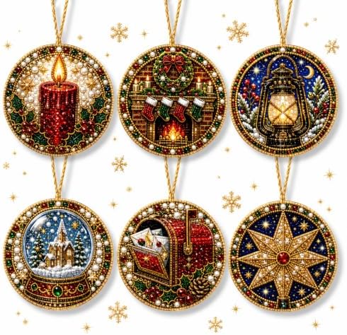 6 Pcs Christmas Pearl Diamond Art Ornament Kit for Adults (A3pc) by Unknown