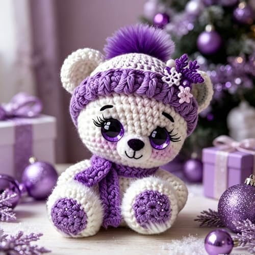 FRANDEK DIY Purple Bear Crochet Kit for Adults, Cute Plush Animal Set - Image 3