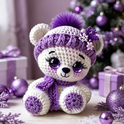 FRANDEK DIY Purple Bear Crochet Kit for Adults, Cute Plush Animal Set - Image 3