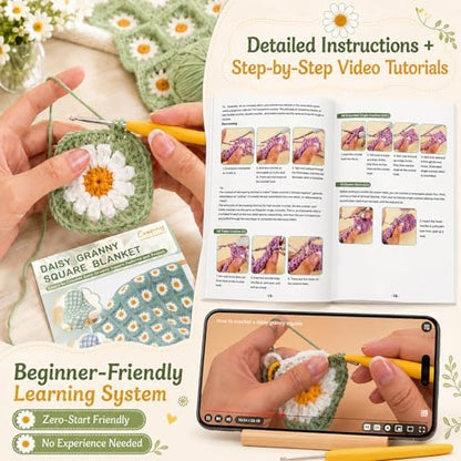 Coopay Crochet Kit for Beginners Adults, Large Granny Square Blanket Kit - Image 3