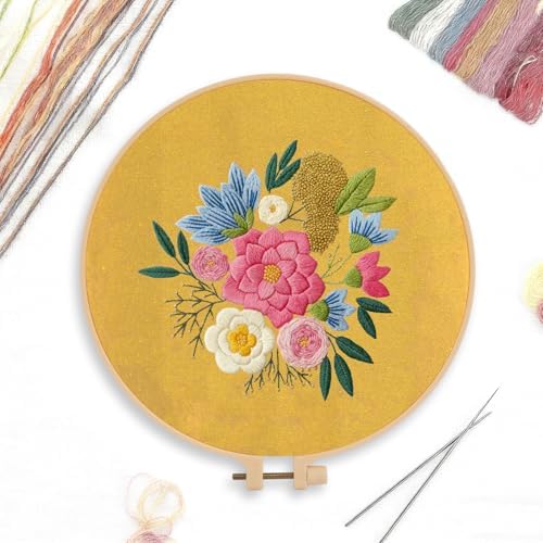 CREAWONDER Canvas Tote Bag Embroidery Kit with Pattern for Beginners, Arts and DIY Embroidery Crafts Kits for Adults, Include Instructions, Embroidery Hoops, Color Threads and Tool - Image 3