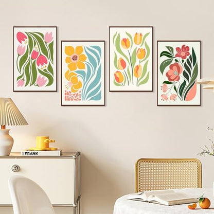 Okarina 4 Pack Paint by Numbers Kit for Adults with Frame, Easy Flower - Image 3