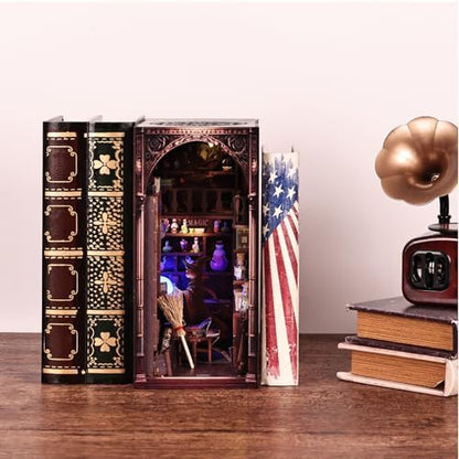Magic Wizard Cat 3D Book Nook Kit, DIY Miniature House Booknook Dollhouse Kit for Adults and Teens, 3D Wooden Puzzle Bookend Bookshelf Insert Decor, Mini Magic House Model Build Gift - Image 7