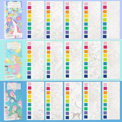 3pack Watercolor Painting Coloring Books Pocket Watercolor Paint Bookmarks - Image 2