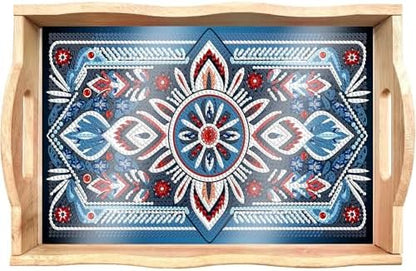 DOTSOPS Mandala Diamond Painting Wooden Serving Tray with Handle for Adults by DOTSOPS