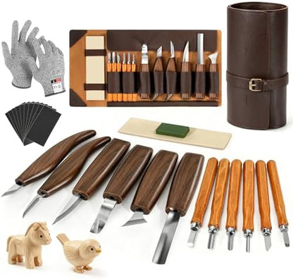 17Pcs DIY Wood Carving Tools, 6 Whittling Knives, 5 Detail Carving Knives by 7CDXD