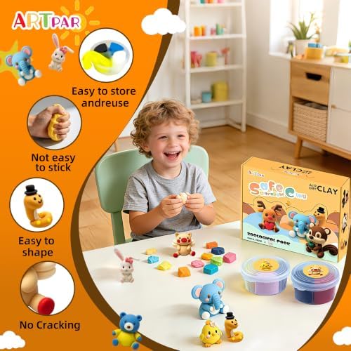 ARTPAR Air Dry Clay Kit, 12 Animals Modeling Magic Clay, Kids Crafts Gifts - Image 3