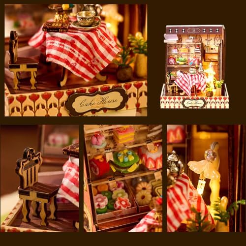 Book Nook Kit, DIY Miniature House Kit with LED, 3D Wooden Puzzles for Adults Mini House Building Kit, Dollhouse Kit Bookshelf Insert Decor Creative Gifts (K078-079-080.) - Image 5