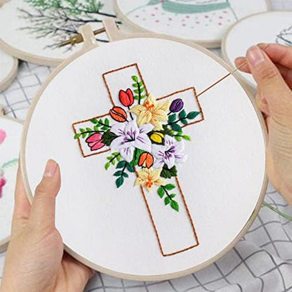 Louise Maelys Cross Lily Embroidery Kit for Beginners, Easter Jesus Pattern - Image 4