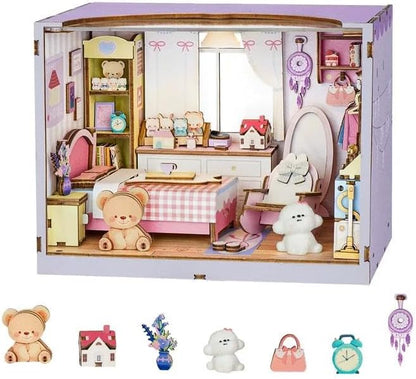 DIY Miniature House Kit-Bedroom, 3D Wooden Puzzles with LED Light by RnfinewowWoodenPuzzles