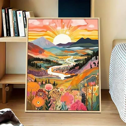 MaiMMaledy Paint by Numbers Kit for Adults Beginners Canvas Pictures with Framed Drawing Painting Acrylic Pigment with Wooden Triangle Easel Sunrise 8Wx12L inch - Image 4