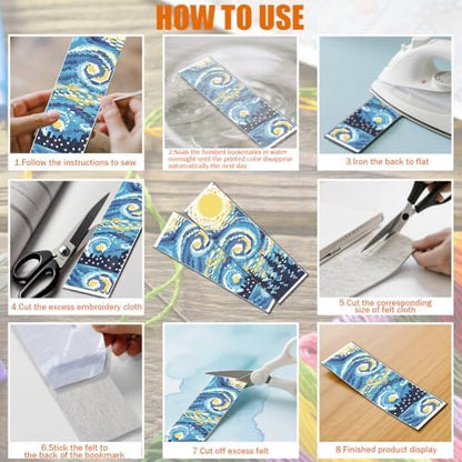 FREEBLOSS 6 Set 11CT Cross Stitch Bookmarks Kit Starry Sky 8x2.4inch - Image 5