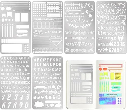 Lewtemi 6 Pcs Journal Stencils, Planner Stencils for Journaling Notebook by Lewtemi