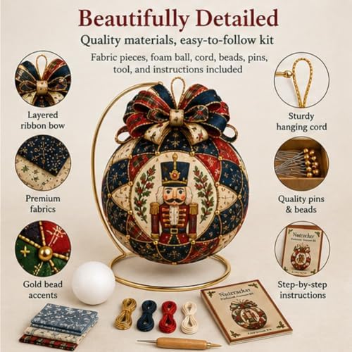 Christmas Classics Patchwork Ornament DIY Kit, Holiday Decorations (CROW) - Image 3