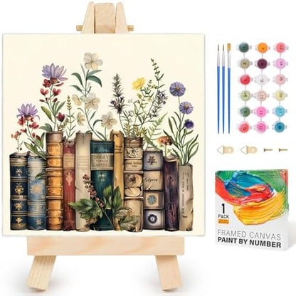 Yezavesu Book Framed Paint by Numbers Kit for Adults 10x 10 inch, Flowers by Yezavesu