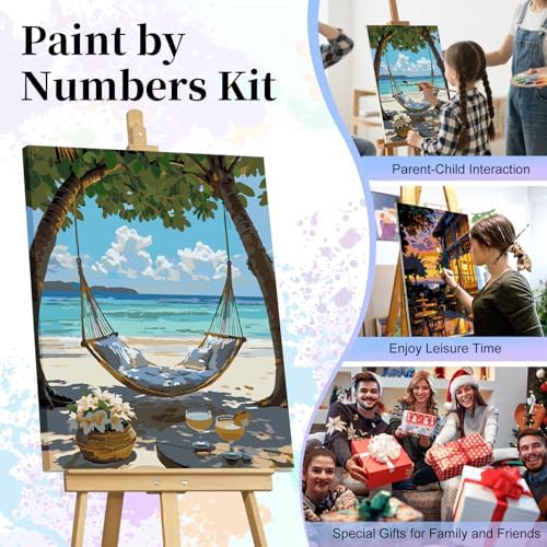 Paint by Numbers Kit for Adults, Hammock Beach Number Painting Canvas Kit - Image 7