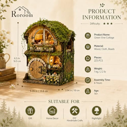 Roroom DIY Miniature House Kit, Forest Fairy-Tale Cottage Dollhouse Kit - Image 3