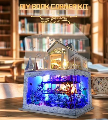 Spilay Miniature Dollhouse Kit with Furniture,DIY Dollhouse Kit Mini Modern Villa Model Plus Dust Cover and Music Box,1:24 Scale Creative Room Idea for Adult Birthday Gift(Hawaii Impression) - Image 5