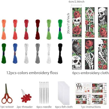 FREEBLOSS 6Pcs Cross Stitch Bookmark Kit Gothic 8x2.4'' 11CT - Image 2