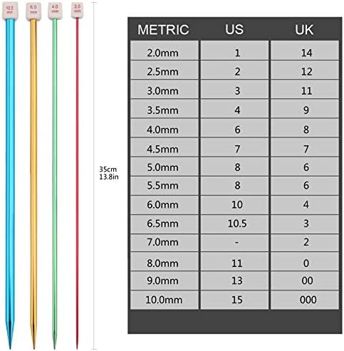 BCMRUN 28Pcs/14 Pairs Stainless Steel Knitting Needles Set, Colored Straight Single Pointed Metal Knitting Needles, 14 Size from 2.0mm-10.0mm, 13.8 Inches Length for Handmade DIY Knitting (35cm) - Image 2