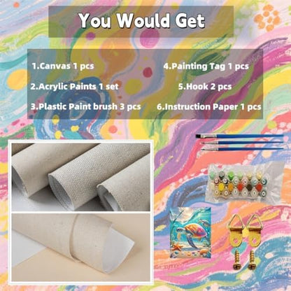 TINDAY Paint by Numbers Kit for Adults Paint by Number for Adults Beginner Sea Turtle Painting by Number for Adult on Canvas Acrylic Painting Wall Decor 16x20 in - Image 6