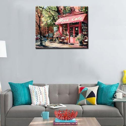 New York Library Paint by Numbers Bohemia Paint by Numbers Kits for Adult Pink Blossom Floral Digital Oil Painting Kits on Canvas with Brushes and Acrylic Pigment DIY Framed 16x20 Inch - Image 3