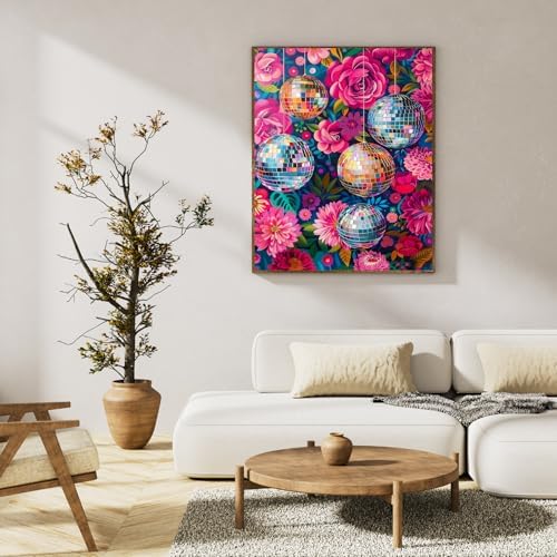 Paint by Numbers Kit for Adults, Disco Ball & Flower Design, 16x20 Inch - Image 3