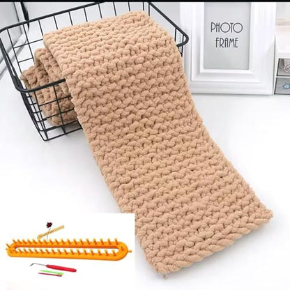 Rectangle Knitting Looms，Plastic Weaving Looms Set，Weaving Loom，Scarf Hats Making Tools，DIY Crocheting Handmade Craft Kit with a Crochet Hook and Needle for Knitting Lovers，36 cm (Yellow) - Image 6