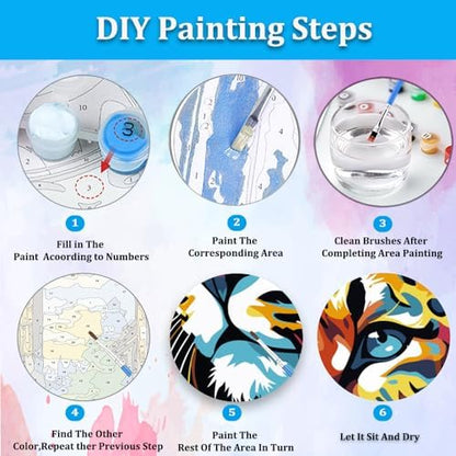 Artunion Framed Paint by Numbers Kit for Adults Beginners & Kids Ages 8-12,Colorful Cheetah Paint by Number with Frame,Animals Paint by Numbers Kit on Canvas 10 * 10 Inch Without Easel - Image 6