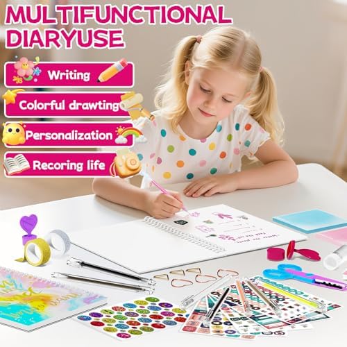 SUPMANGO 2-Pack DIY Journal Kit for Girls Ages 8-14,DIY Journal Set Stationary Birthday Gifts Ideas for Girls,Art Crafts for Tween Kid Scrapbook & Diary Supplies Set - Image 7